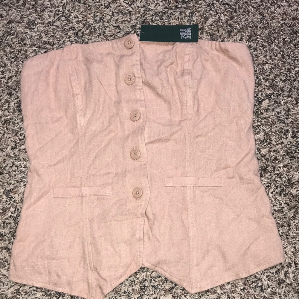 wild fable Blush Pink Button-Front Crop Top